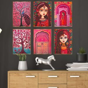 Set of Six Wall Paintings for Wall Dacoration Golden Framed Wall Paintings for Living Room & Bedroom Wall Art for Home Decoration & Office Wall Dรฉcor (17x13 inch CH-GD6-4)